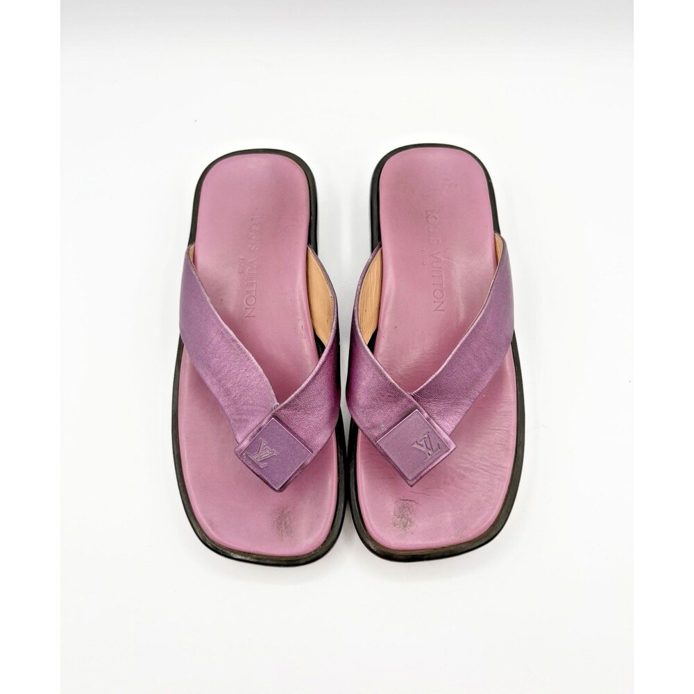 Louis Vuitton Metallic Purple Flip Flop Thong Sandals Vintage Y2K Sz EU 37